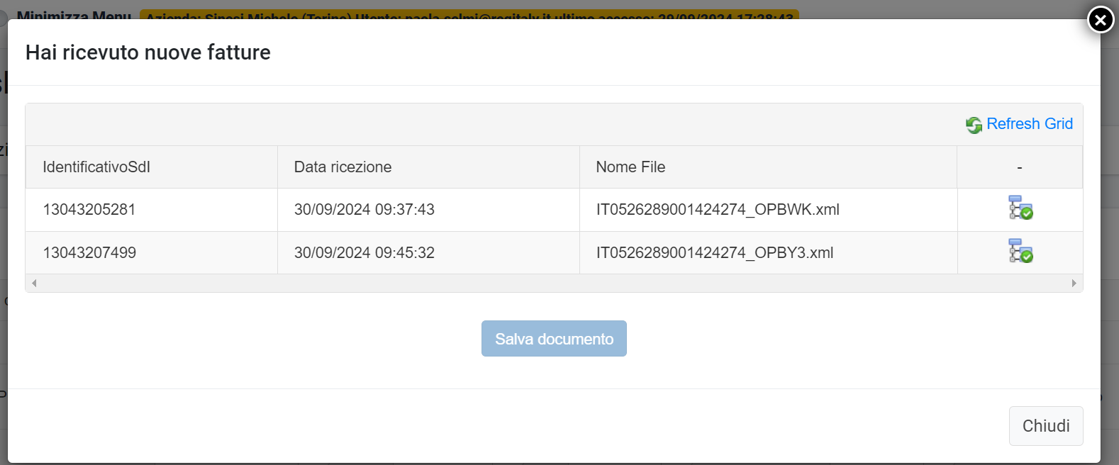 Ricezione fattura acquisto su Reginvoice